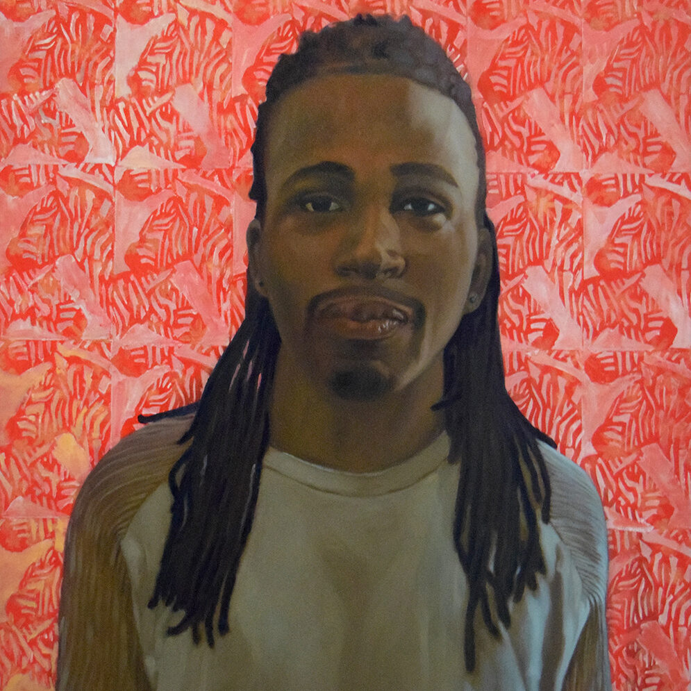 Dominic with Peppermint Zebras (oil on panel), 36x24, 2016